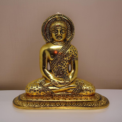 salvusappsolutions Handmade Metal Lord Gautam Buddha Idol with Agarbatti Stand for Home/Office Decorative Showpiece  -  14 cm(Marble, Gold)