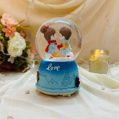 SASSIE-Winter-Love-Couple-Crystal-Dome-Decorative-Showpiece-13-cm-Resin-Blue