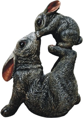 WINSOME COLLECTION Rabbit Statue Animal Figurine Mother Baby Child Gift Item Decorative Showpiece  -  27 cm(Resin, Grey)