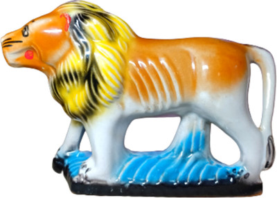 Balaji Tradings Lion Idol for Home and Office Décor | Handmade Lion Statue for Pooja and Vastu Decorative Showpiece  -  13 cm(Ceramic, Brown)