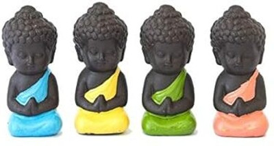 AapnoCrafts New and Improved Set of 4 Child Monk Decorative Showpiece  -  8 cm(Polyresin, Gold)