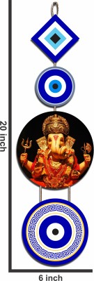 2 O'Clock Ganesh Evil Eye Double Side Printed Wall Hanging Ornaments(Blue3)