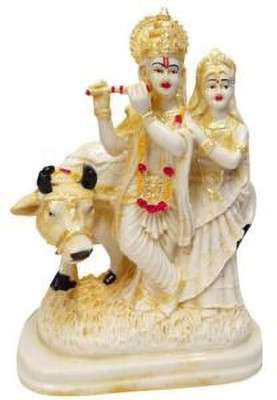 mementoes Krishna Idol| Radha Krishna Idol |Showpiece Decorative Showpiece  -  13 cm(Resin, White)