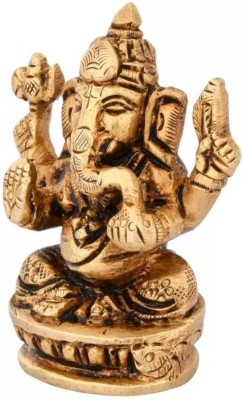 SHREEYAASH Shreeyash Ganesha Idol Statue Murti Brass Lord Ganesh Ganpati Idols Decorative Showpiece  -  5 cm(Brass, Gold)