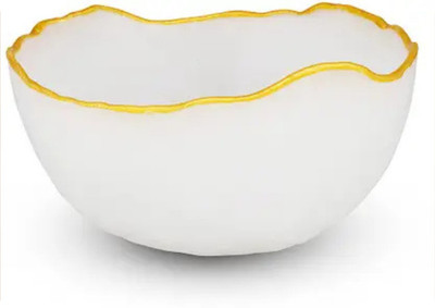 Emagnet Selenite Money Bowl with Golden Rim | Showpiece - 13 cm (Crystal, Beige) Decorative Showpiece  -  13 cm(Crystal, Beige)