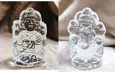 DEVAMA THE DIVINE Crystal Laxmi-Ganesh Idol Decorative Showpiece  -  2.5 cm(Crystal, Silver)
