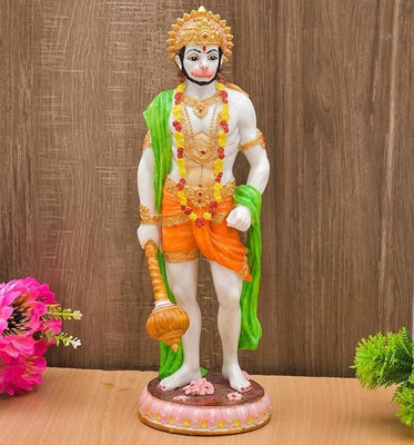 shri balaji craft Polyresin Lord Hanuman Ji Idol Bajrangbali in Standing Decorative Showpiece  -  25.4 cm(Resin, Multicolor)
