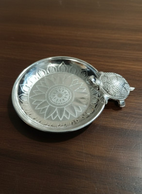 Shree Radhe Silver kachhua plate feng shui vastu yantra Decorative Showpiece  -  1 cm(Metal, Silver)