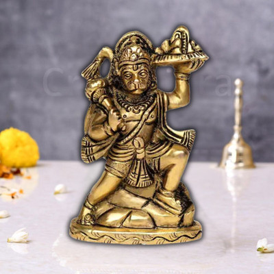 Shv Metal Shree Hanuman Ji Idol / Hanuman Murti Decorative Showpiece  -  13 cm(Metal, Gold)