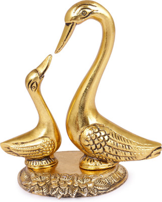 DollyDi Pair of Golden Kissing Ducks Decorative Showpiece - (Aluminium, Gold) Decorative Showpiece  -  13 cm(Aluminium, Gold)