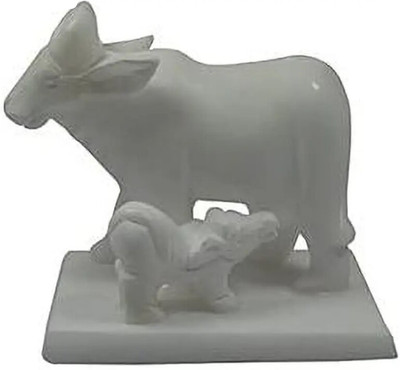 Astro Astro-D Cow and Calf Pair 4 inch Rameshwaram Marble Decorative Showpiece  -  6 cm(Marble, Clear)