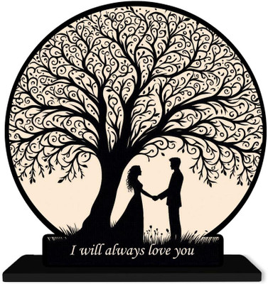 craftinky Valentine Day Gift for Girlfriend, Boyfriend, Valentine Gift for Boys Decorative Showpiece  -  14 cm(Wood, Grey)