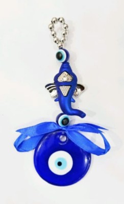 Love Kart Ganesh Evil Eye Wall Hanging Car Hanging Evil Eye for Good Luck Prosperity Decorative Showpiece  -  15 cm(Crystal, Blue)