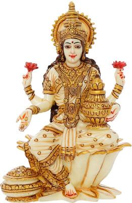 krishnagallery1 W Laxmi Mata Murti Marble Finish Lakshami Mata Statue Decorative Showpiece  -  14 cm(Marble, Multicolor)