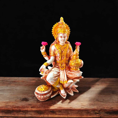 GLOBAL AROMA Global Aroma Resin Laxmi Ji Idol Statue for Home Decor | laxmi ji Decorative Showpiece  -  17 cm(Resin, White)