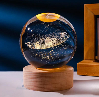 Lavidi LED 3D Crystal Ball Solar System Design | Perfect Gift & Home Décor Piece Decorative Showpiece  -  6 cm(Glass, Clear)