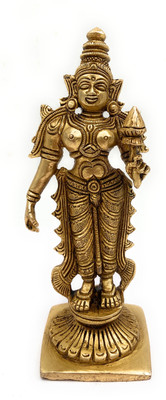 Bhunes Brass Goddess Lakshmi Idol Hindu Laxmi Statue Bhudevi Murti Decorative Showpiece  -  15 cm(Brass, Gold)