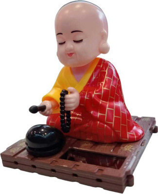 Gurucharan Solar Powered Gautam Budhha Statue, Moving Hand, Moving Head Solar Staue Decorative Showpiece  -  9 cm(Polyresin, Red)