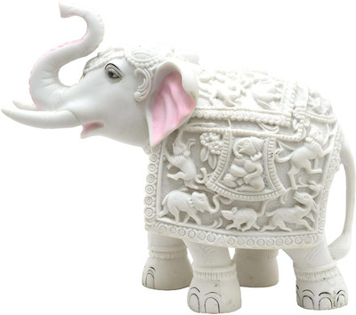 Craft Fusion Elephant statue Decorative Showpiece  -  20 cm(Resin, Marble, White)