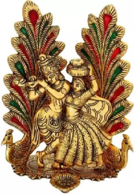 Sikarwar Traders Metal Radha Krishna Idol Statue Gift Krishna Radha Murti Love Couple Statue Decorative Showpiece  -  11 cm(Metal, Multicolor)