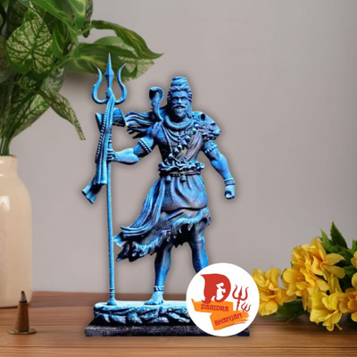 DARIDRA BHANJAN Bholenath Mahadev Shiv ji Shankar idol Decorative Showpiece  -  12 cm(Resin, Blue)