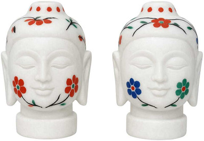 KalaReach Creations White Vietnaam White Marble Buddha Statue Pair Decorative Showpiece  -  8 cm(Marble, Multicolor)