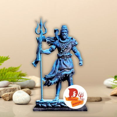 EliteTouch Standing Shiv Ji Statue Good Luck Gift Shiva Murti for Car Dashboard Decorative Showpiece  -  12 cm(Resin, Blue)