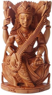 Mamta Handicrafts Original Sandalwood Saraswati Murti Maa Idol Statue or Pooja Home Décor 3 Inch Decorative Showpiece  -  10 cm(Wood, Brown)