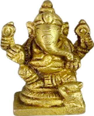 K.D. Handicrafts God Ganesha 6CM 150GM Brass Idol/Statue Decorative Showpiece  -  6 cm(Brass, Gold)