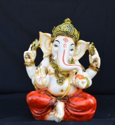 Benares Souvenirs Marble Dust Lord Ganesha Vinayaka Murti Size -16X9X6 Cm Weight- 782 Grams Decorative Showpiece  -  16 cm(Marble, Polyresin, Multicolor)