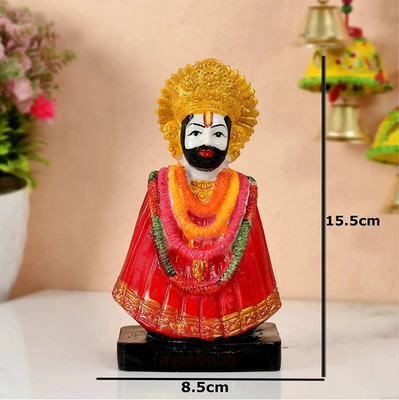 PUCHCHI HARE KA SAHARA BABA SHYAM HAMARA (KHATU) Khatu Shyam JI Smoke fountain backflow Decorative Showpiece  -  13.9 cm(Polyresin, Orange)