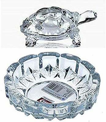 Rexmon Vastu Feng Shui Crystal Turtle Tortoise with Plate for Good Luck Feng Shui Tortoise Turtle Best Gift for Career & Luck Decorative Showpiece  -  4 cm(Crystal, Clear)