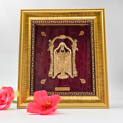 Parasmoni 24KT Pure Gold Plated Traditional Frame | Lord TIRUPATI BALAJI with gift box Decorative Showpiece  -  18.5 cm(Gold Plated, Gold)