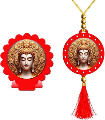 SANBIA Gautam Buddha Mahavira Siddhartha Red Car Dashboard Idol & Car Hanging Decorative Showpiece  -  8 cm(Plastic, Multicolor, Red)