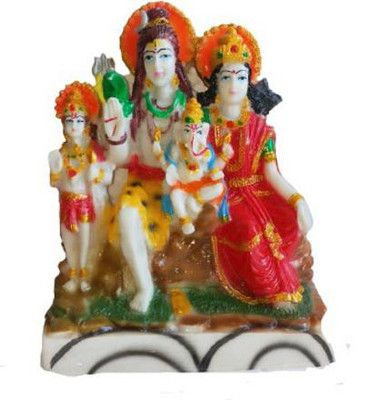 salvusappsolutions Polyresin Shiv Parivar Shiv Parvati Ganesha Resin Showpiece (6 in, Multicolour) Decorative Showpiece  -  15 cm(Marble, Multicolor)