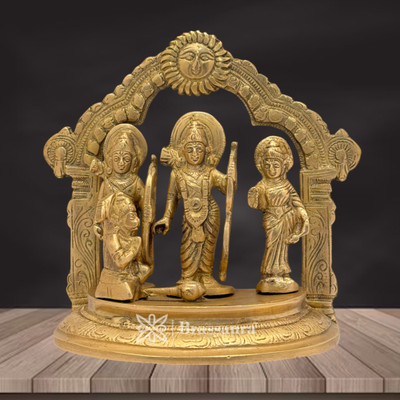 BrassAura Brass Ram darbar Idol for Home and Decor Weight 1.8 Kg Height 18 cm Decorative Showpiece  -  19 cm(Brass, Gold)