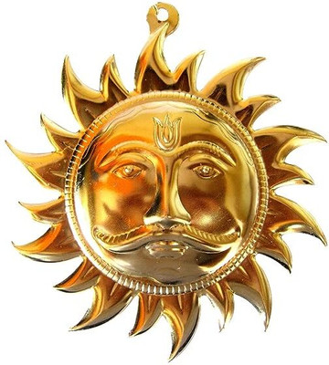 PECH Gemstones Ashtadhatu Soorya Dev Devta Wall Hanging Statue Idol Decorative Showpiece  -  5 cm(Metal, Gold)