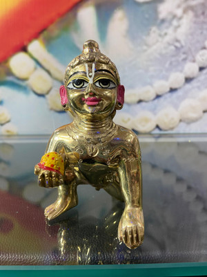 HKMS Emporium 6 No Ashtdhatu Laddu Gopal , ~ 6 Inches Height | Pure Brass | HKMS Emporium Decorative Showpiece  -  15 cm(Brass, Gold)