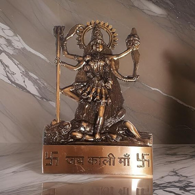 salvusappsolutions Goddess Kali Mata idol/Statue for pooja, office, car dashboard (3x4.5 Inch) Decorative Showpiece  -  11 cm(Brass, Brown)