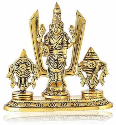 LABHCART Tirupati Balaji Idol Shri Venkateshwara Swamy Statue Symbol Shankh Chakra Tilak Decorative Showpiece  -  12.2 cm(Aluminium, Gold)