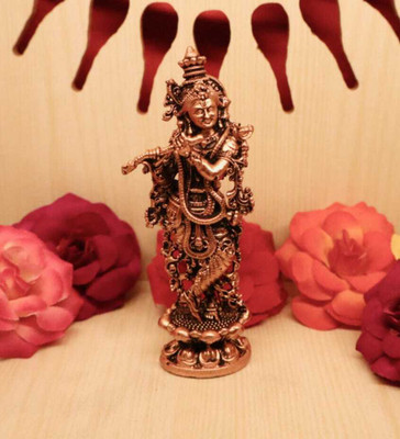 Shivam Copper Statue Maker Copper Small Standing Krishna idol Decorative Showpiece  -  6.5 cm(Copper, Brown)