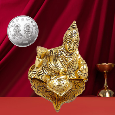 NOKTUS Brass (Pack of 2) Table Diya Set(Height: 3.5 inch)