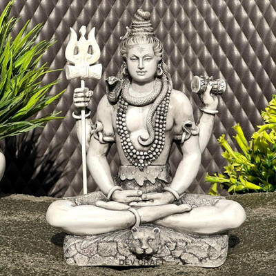 avenew Viswanatha (lord of the universe), Cast Bronze Statue Shiv Padmasana Sitting, Decorative Showpiece  -  24 cm(Bronze, Clear)