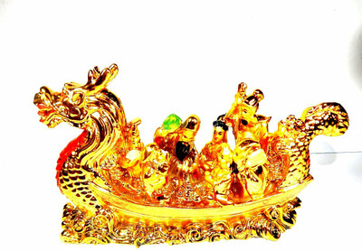 Urancia Chinese 8 Immortals Sitting on Dragon Ship Decorative Showpiece  -  8 cm(Crystal, Multicolor)