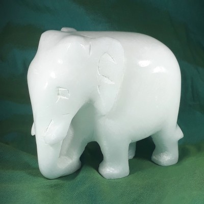 KRAFT CLOUDS Marble Small Elephant Idol Figurine Sculpture for Car dashboard Home Office Decorative Showpiece  -  6.5 cm(Stone, White)