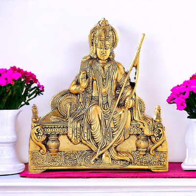 KridayKraft ram ji ido sitting at singhasan Decorative Showpiece  -  19 cm(Metal, Gold)