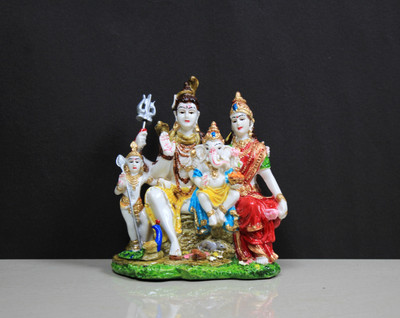 Antiques Nirmala shiva family birthday gift Decorative Showpiece  -  15 cm(Resin, Multicolor, White)