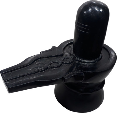 LKPS Stone Shivlinga shivling shivlingam For Pooja Puja temple home|For Car dashboard Decorative Showpiece  -  7.6 cm(Marble, Black)