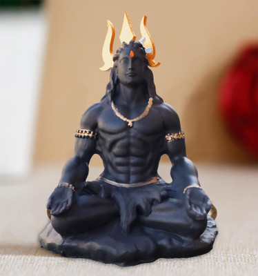 Festivbliss Meditating Lord Shiva Statue, Dhyan Mudra Shiv Murti, Decorative Showpiece  -  8 cm(Resin, Black)