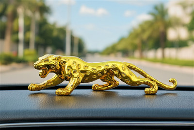 GalaxyGlow Elegant 18cm Golden Jaguar Showpiece for Home, Car, & Office Décor. Gold-Plated Decorative Showpiece  -  7.5 cm(Resin, Gold)
